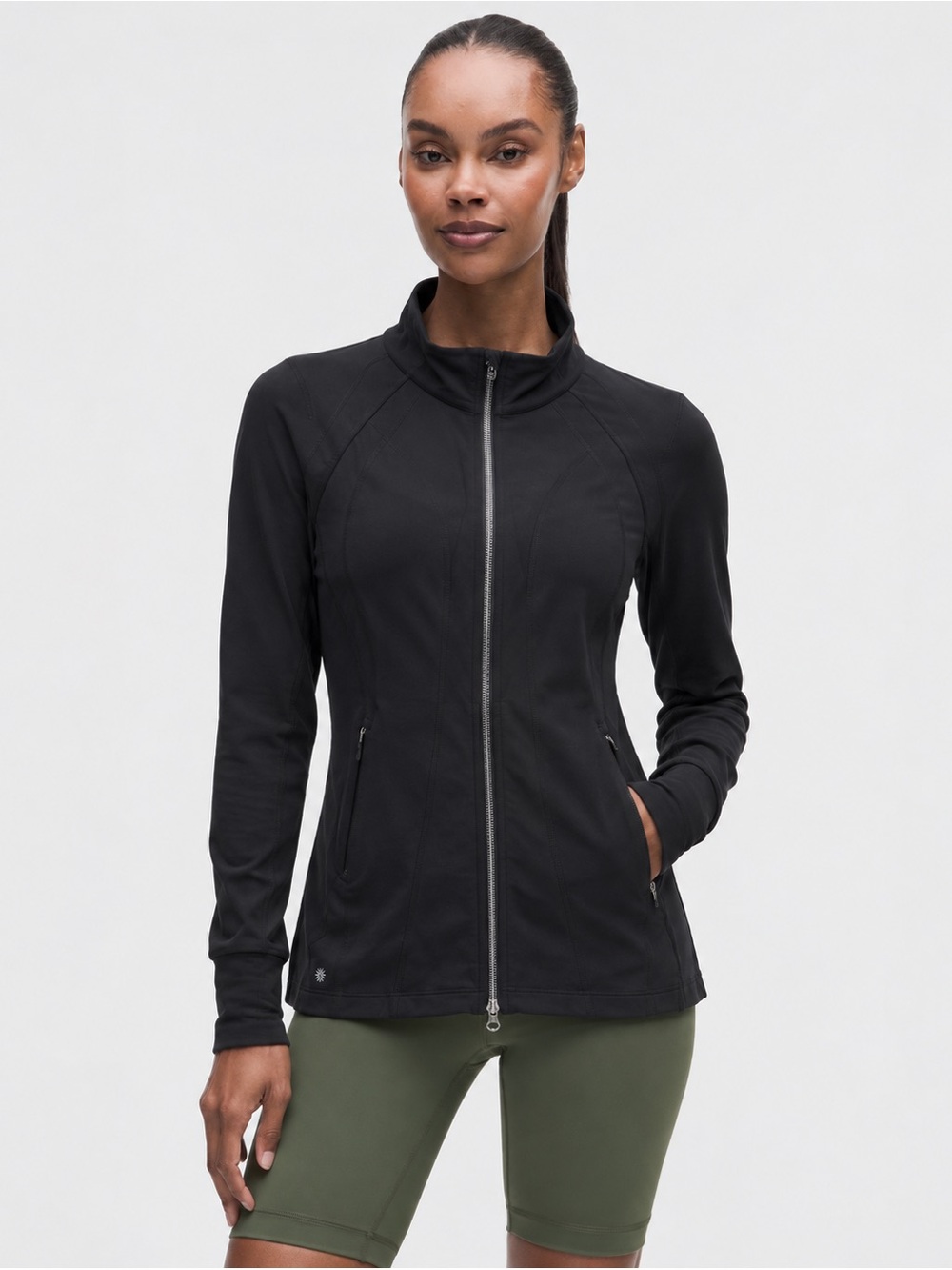 Athleta Women’s Yoga Active Jacket Black Long Size Large 401